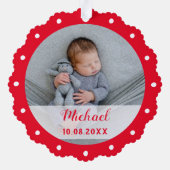 Eerste kerst als papa pasgeboren baby foto ornament kaart (Achterkant)