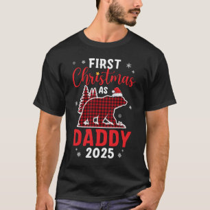 Eerste kerst als papa rood geplakt Beer kerstmuts T-shirt