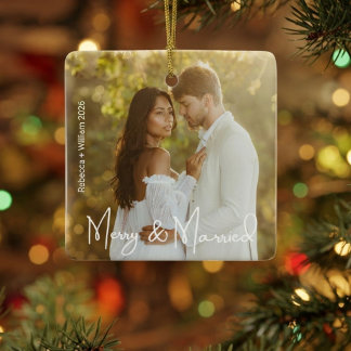 Eerste kerst als pasgetrouwd paar foto keramisch ornament