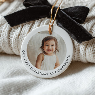 Eerste kerst als peetouders foto keramisch ornament