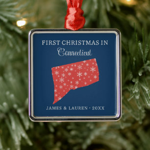 Eerste kerst als stel in Connecticut, VS-staat Metalen Ornament