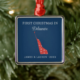 Eerste kerst als stel in Delaware, VS-staat Metalen Ornament