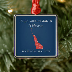 Eerste kerst als stel in Delaware, VS-staat Metalen Ornament