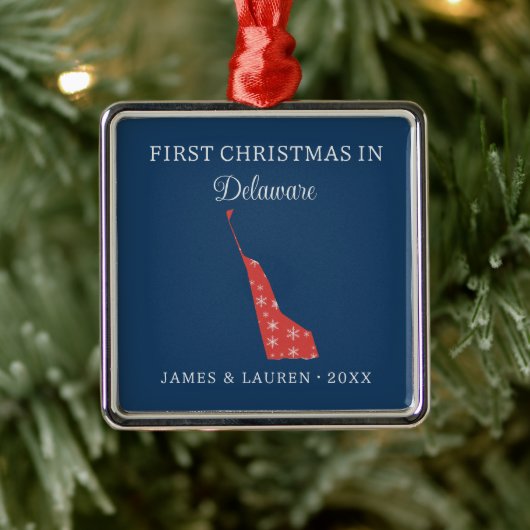 Eerste kerst als stel in Delaware, VS-staat Metalen Ornament (Boom)