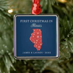Eerste kerst als stel in Illinois, VS-staat Metalen Ornament