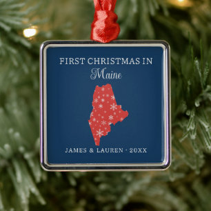 Eerste kerst als stel in Maine, VS-staat Metalen Ornament