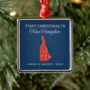 Eerste kerst als stel in New Hampshire, VS-staat Metalen Ornament