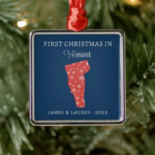 Eerste kerst als stel in Vermont, VS-staat Metalen Ornament