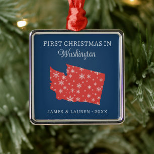 Eerste kerst als stel in Washington USA staat Metalen Ornament