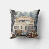 Eerste kerst als stel RV-camping pasgetrouwd paar Kussen (Achterkant)
