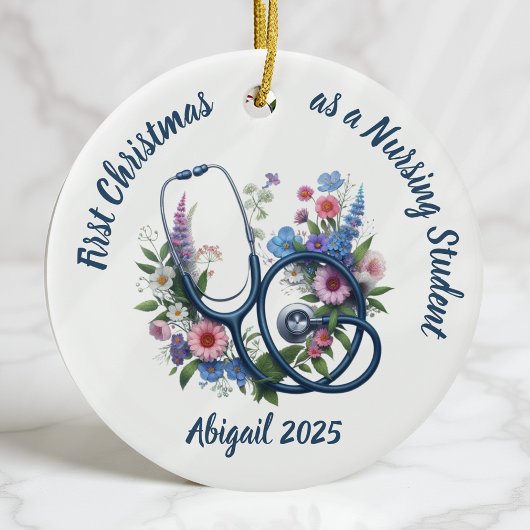 Eerste kerst als student verpleegkunde keramisch ornament