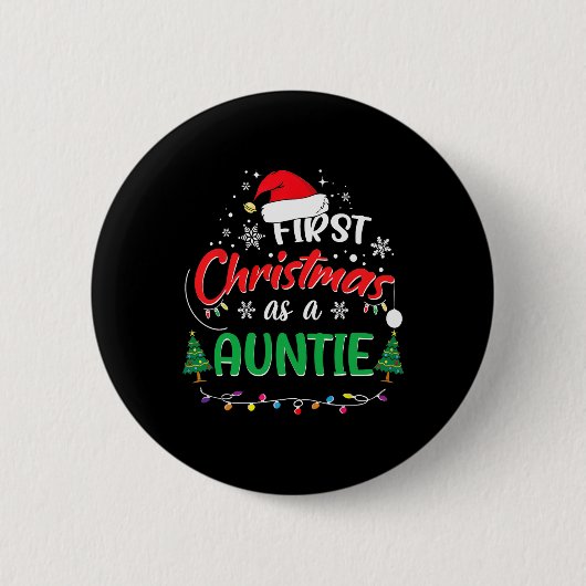 Eerste kerst als tante 1e kerst ronde button 5,7 cm (Voorkant)