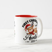 Eerste kerst als tante 2025 schattig ontwerp tweekleurige koffiemok (Voorkant rechts)
