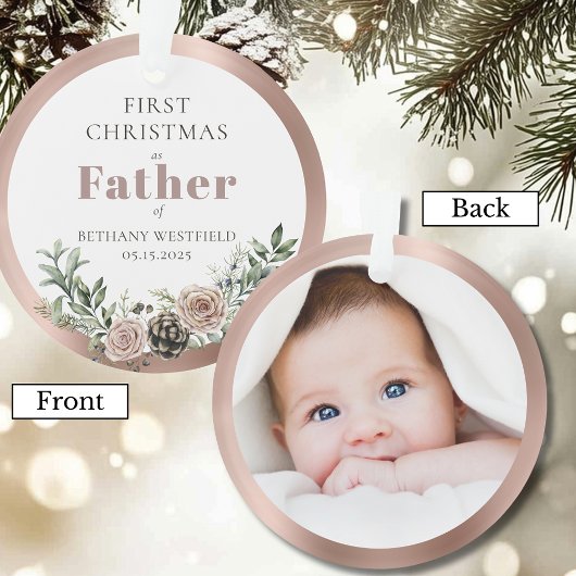 Eerste kerst als vader foto-aandenken ornament