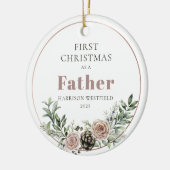 Eerste kerst als vader naam jaar keramisch ornament (Links)