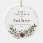 Eerste kerst als vader naam jaar keramisch ornament (Achterkant)