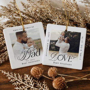 Eerste kerst als vader - op maat gemaakte babyfoto keramisch ornament