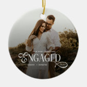 Eerste kerst als verloofd chic koppel foto keramisch ornament (Voorkant)