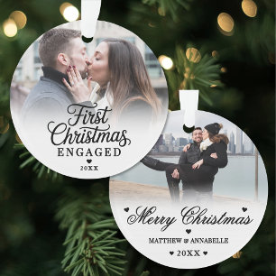 Eerste kerst als verloofd stel 2 foto ornament