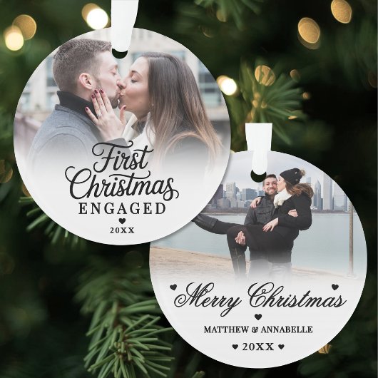 Eerste kerst als verloofd stel 2 foto ornament