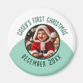 Eerste Kerst Baby Aangepaste Foto Naam toevoegen Magneet (Voorkant)