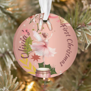 Eerste Kerst Baby ballet roos Acryl Ornament