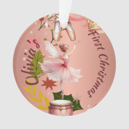Eerste Kerst Baby ballet roos Acryl Ornament