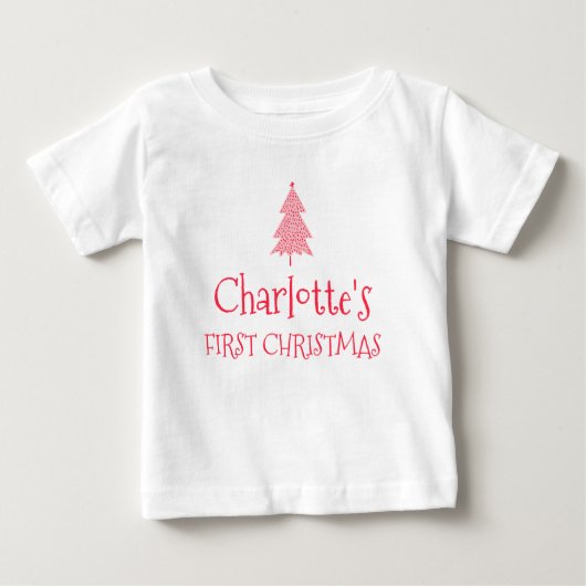Eerste kerst baby Charlotte 1e Kerst naam shirt (Voorkant)
