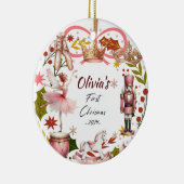 Eerste kerst Baby coquette girly roze Keramisch Ornament (Rechts)