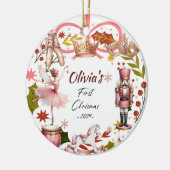 Eerste kerst Baby coquette girly roze Keramisch Ornament (Links)