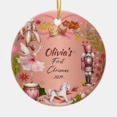 Eerste kerst Baby coquette roos metal Ornament (Voorkant)