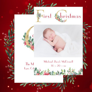 Eerste kerst, baby foto aankondiging