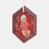 Eerste kerst Baby foto beste oma Glas Ornament (Voorkant links)