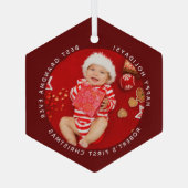 Eerste kerst Baby foto beste oma Glas Ornament (Achterkant)