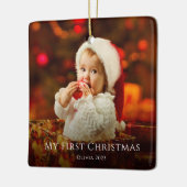 Eerste kerst Baby foto feestelijke kerstmuts Keramisch Ornament (Links)