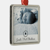 Eerste kerst Baby foto Keepsake Metalen Ornament (Rechts)