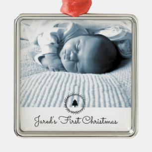 Eerste kerst Baby foto Keepsake Metalen Ornament