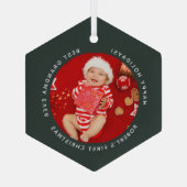 Eerste kerst Baby foto Kerstmis oma Glas Ornament (Achterkant)