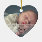 Eerste kerst baby foto monogram keramiek ornament (Voorkant)
