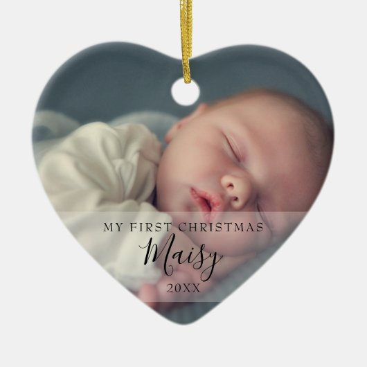 Eerste kerst baby foto monogram keramiek ornament (Voorkant)