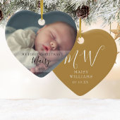 Eerste kerst baby foto monogram keramiek ornament