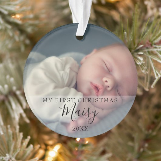 Eerste kerst baby foto monogram ornament (Boom)