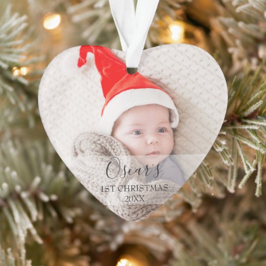 Eerste kerst baby foto naam ornament (Boom)