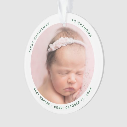 Eerste kerst Baby foto oma Keepsake Ornament (voorkant)