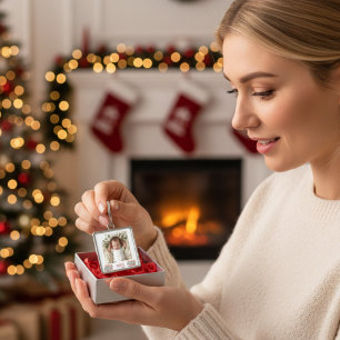 Eerste kerst Baby Foto Rood Persoonlijk Sleutelhanger