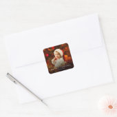 Eerste Kerst Baby Foto Santa Hat Feestelijk Vierkante Sticker (Envelop)