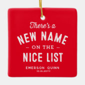 Eerste kerst baby foto schattig rood keramisch ornament (Voorkant)