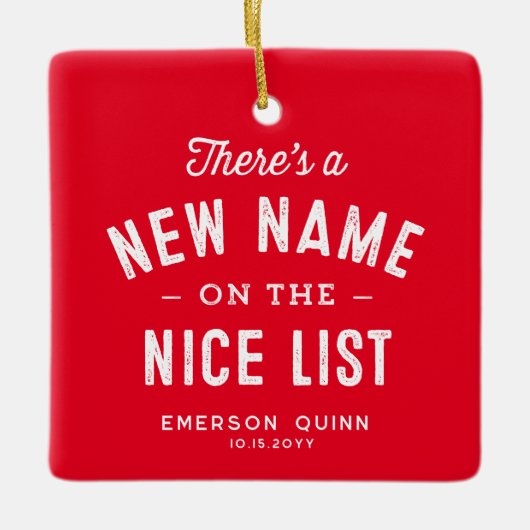 Eerste kerst baby foto schattig rood keramisch ornament (Voorkant)