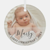 Eerste kerst baby foto script naam glas ornament (Voorkant)