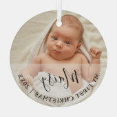 Eerste kerst baby foto script naam glas ornament (Achterkant)